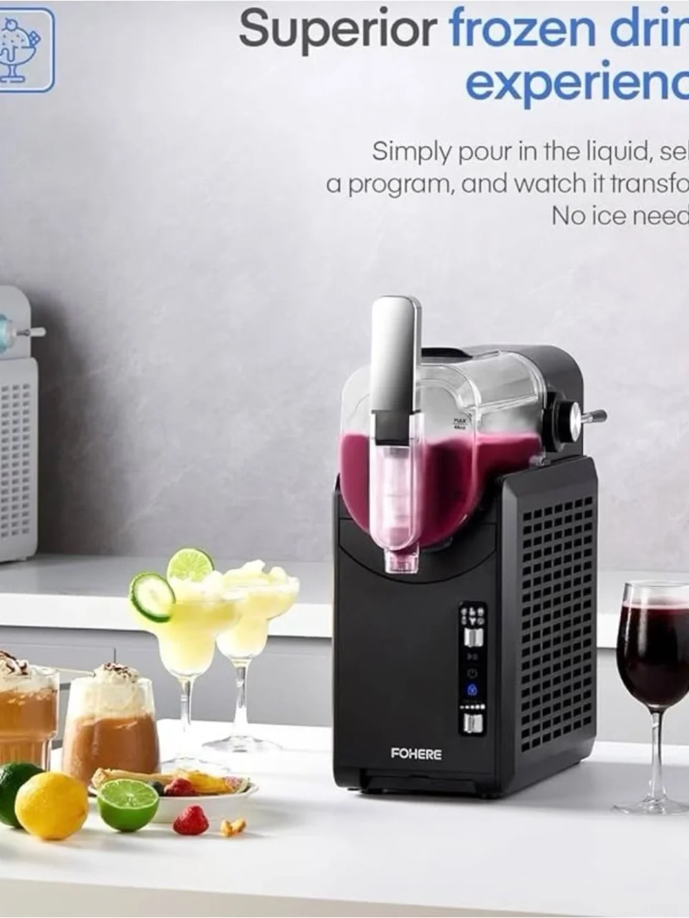 FOHERE Professional Slushie Machine 68oz 5 Presets Frozen Margaritas Frapps